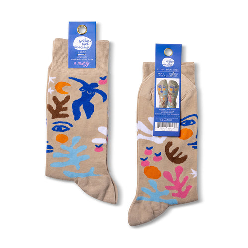 Fauvist crew socks packaging front and back by Yellow Owl Workshop