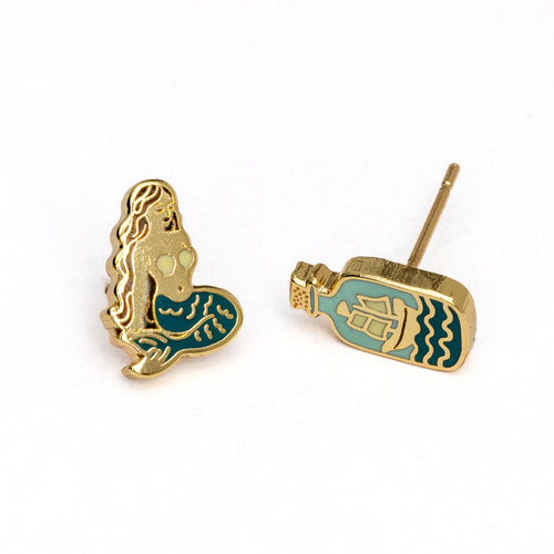 Mermaid & Bottle Earrings