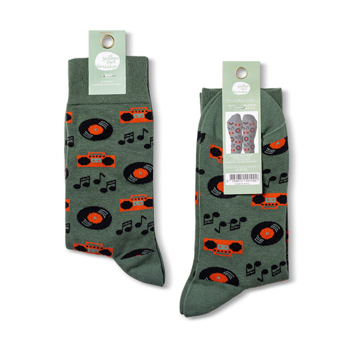 Music crew socks packaging front and back by Yellow Owl Workshop